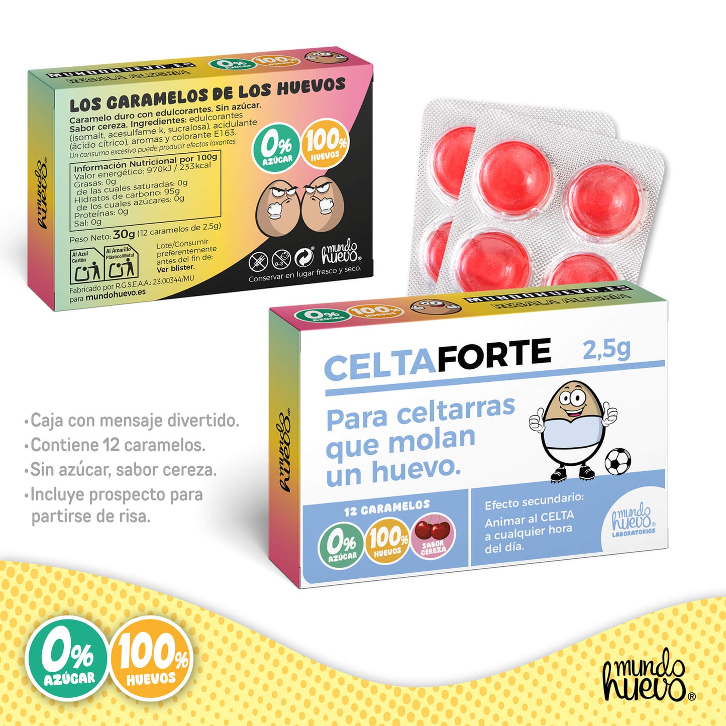Caramelos de broma | CELTA FORTE | Caja Regalo Divertido con 12 caramelos sin azúcar