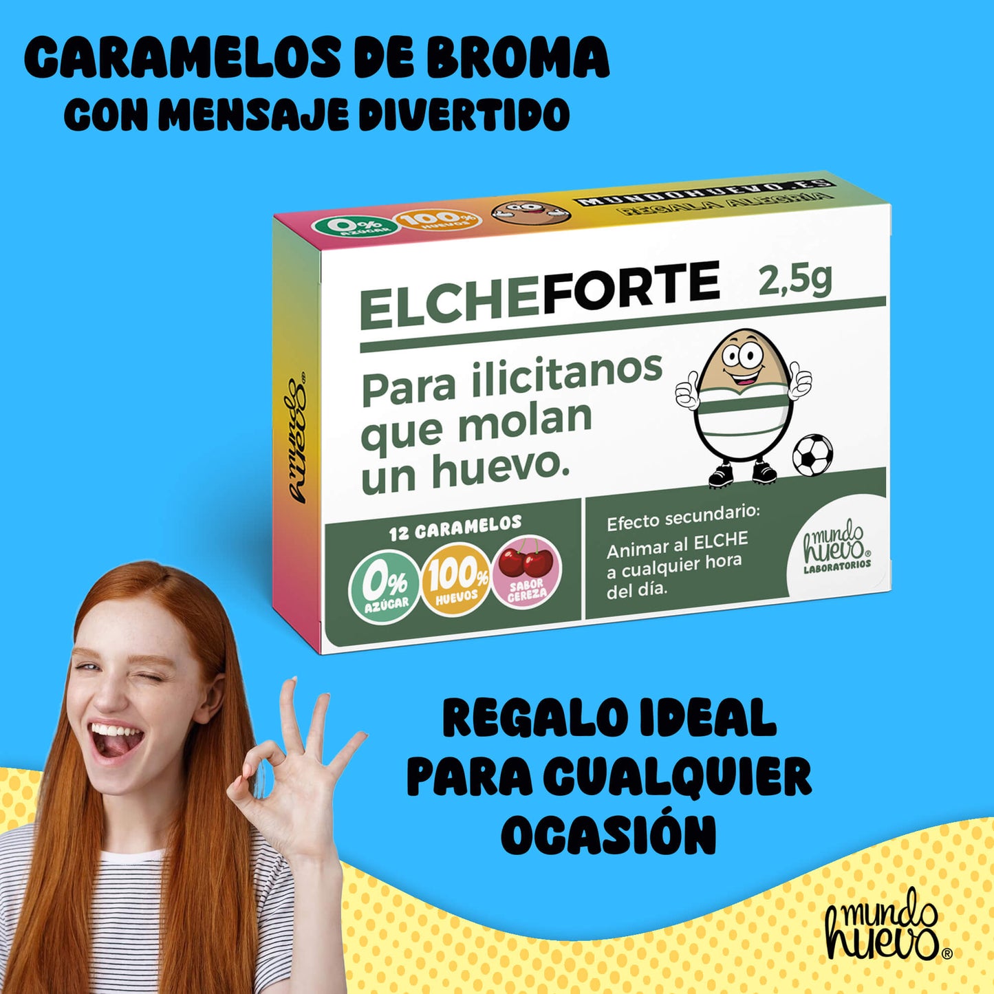 Caramelos de broma | ELCHE FORTE | Caja Regalo Divertido con 12 caramelos sin azúcar