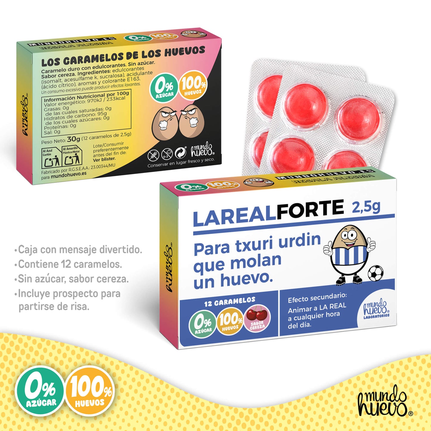 Caramelos de broma | LA REAL FORTE | Caja Regalo Divertido con 12 caramelos sin azúcar