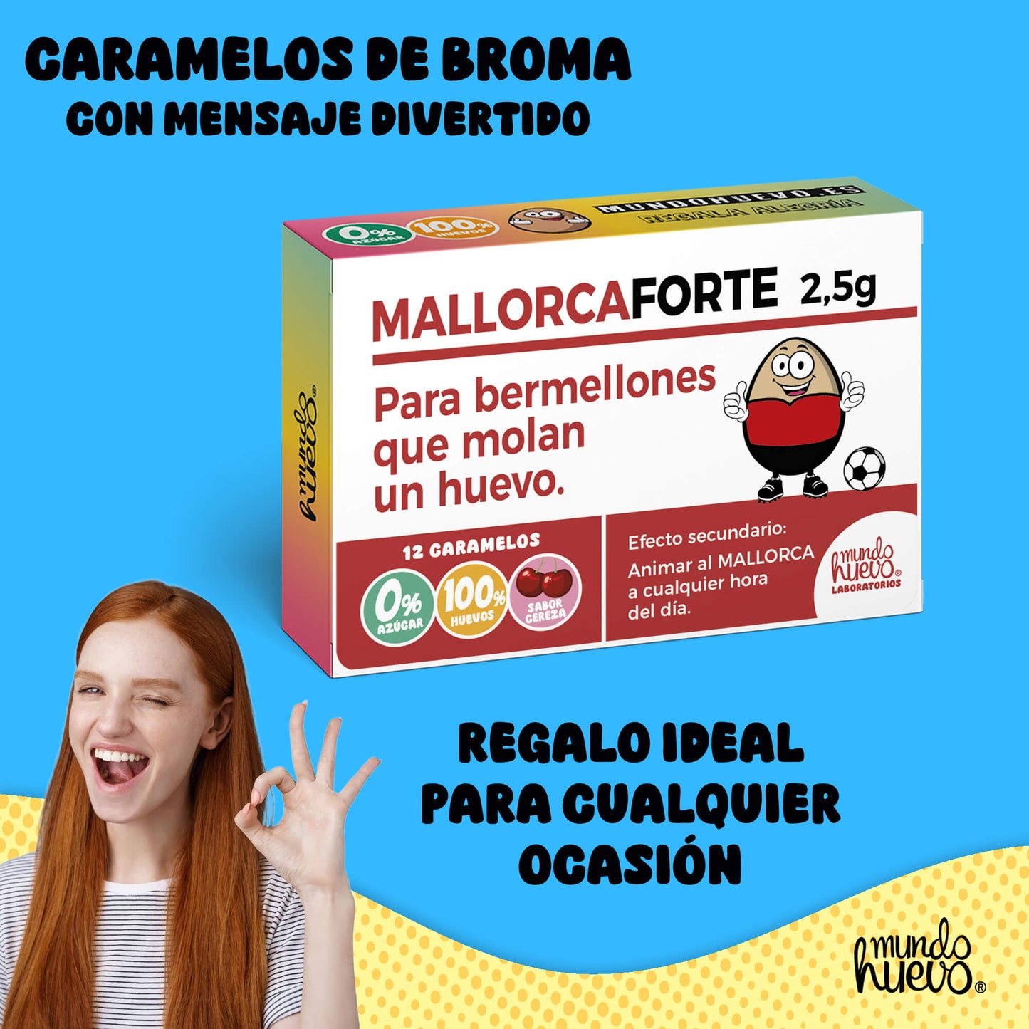 Caramelos de broma | MALLORCA FORTE | Caja Regalo Divertido con 12 caramelos sin azúcar