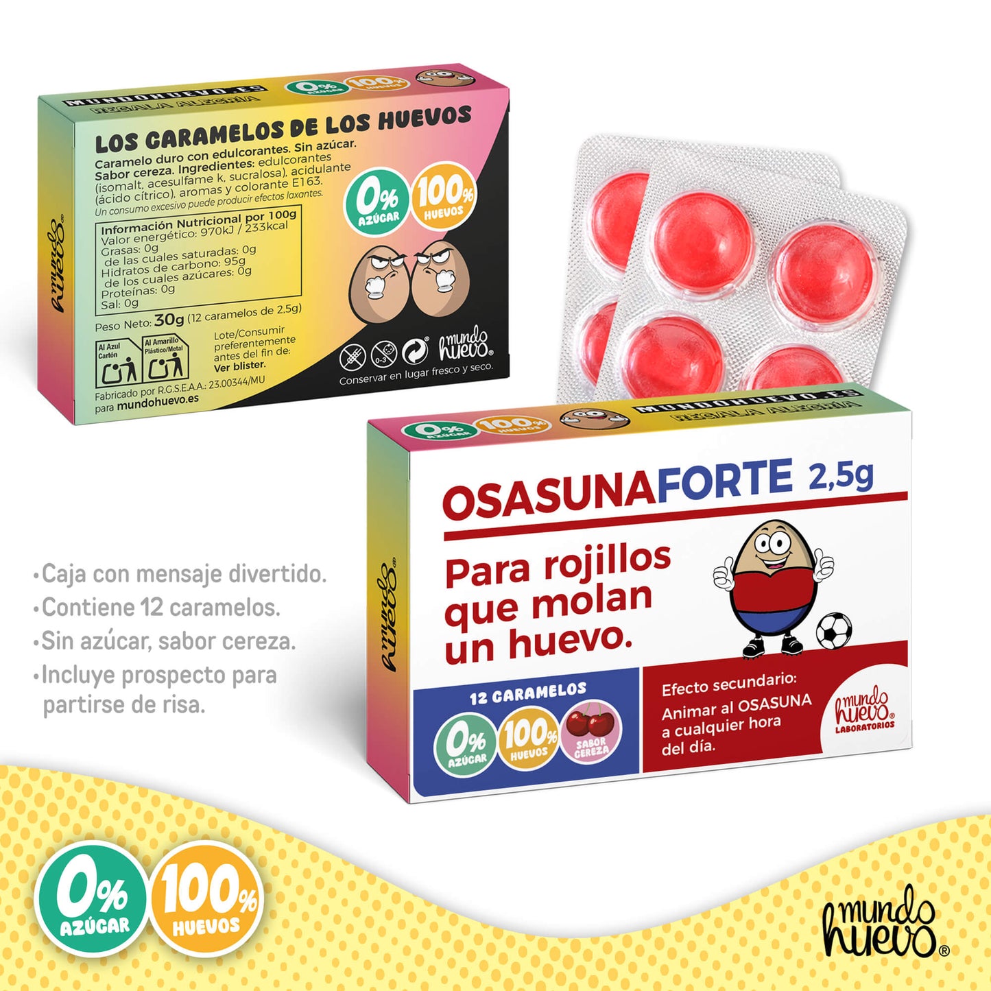 Caramelos de broma | OSASUNA FORTE | Caja Regalo Divertido con 12 caramelos sin azúcar