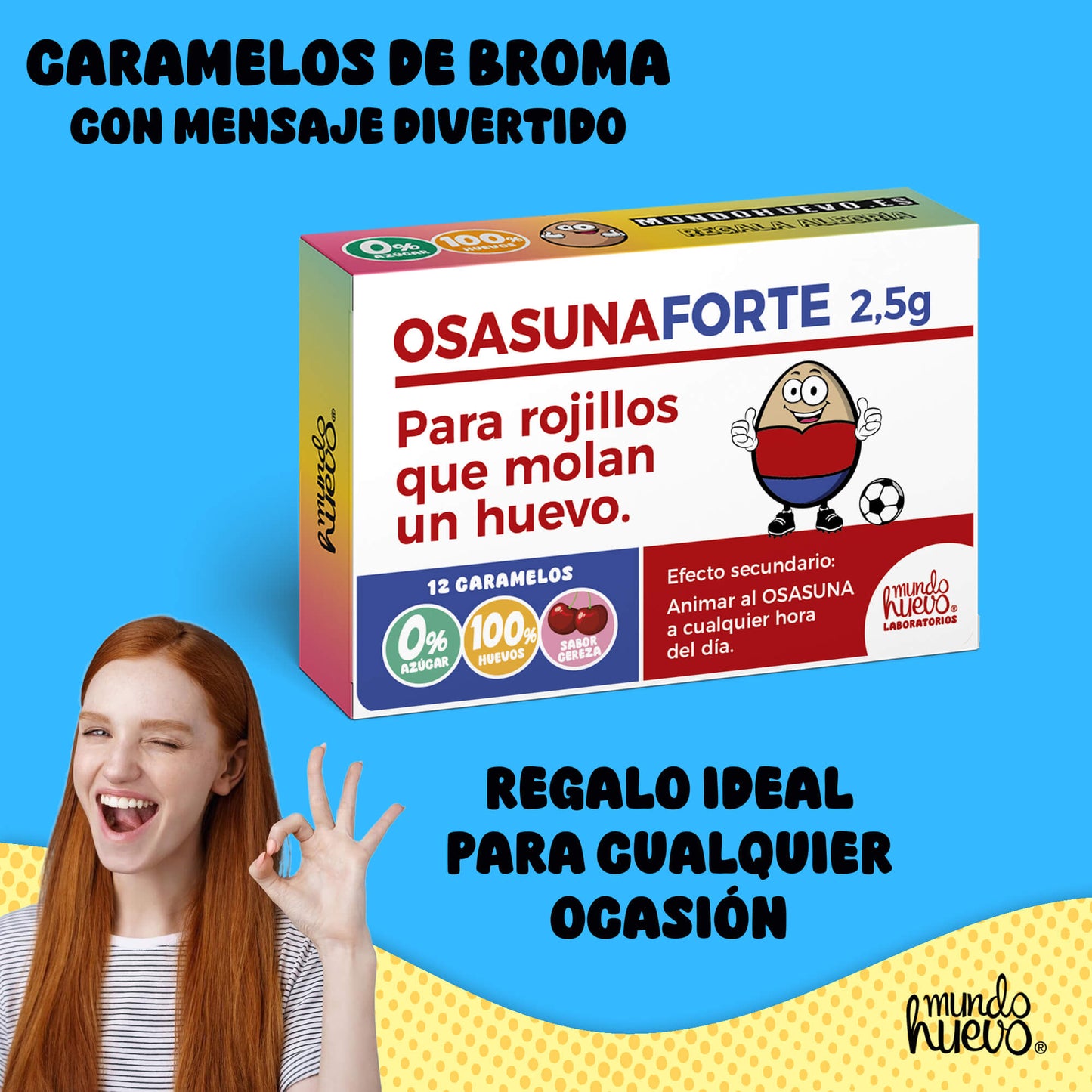 Caramelos de broma | OSASUNA FORTE | Caja Regalo Divertido con 12 caramelos sin azúcar