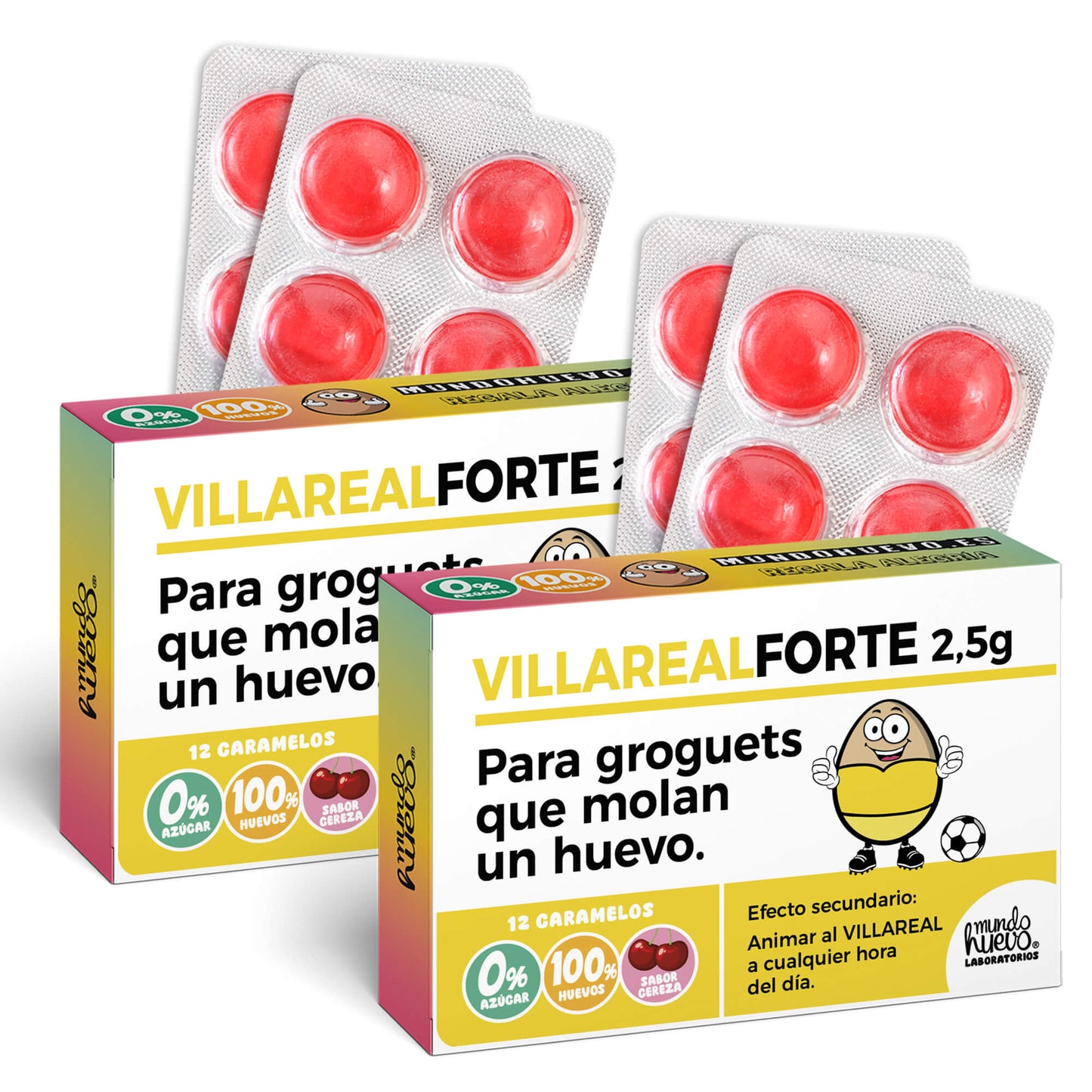 2 cajas Caramelos de broma | VILLAREAL FORTE | Cajas Regalo Divertido con 24 caramelos sin azúcar