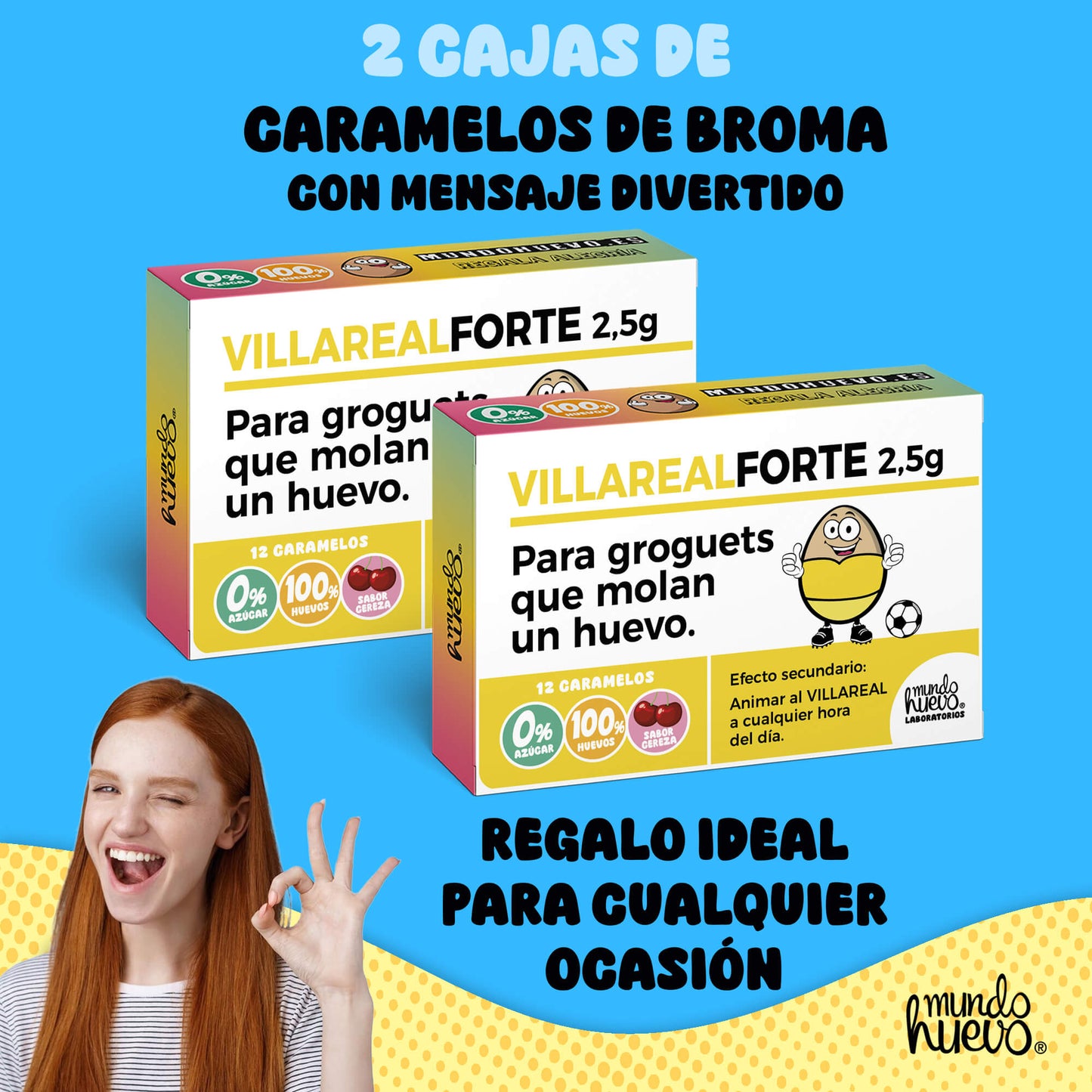 2 cajas Caramelos de broma | VILLAREAL FORTE | Cajas Regalo Divertido con 24 caramelos sin azúcar