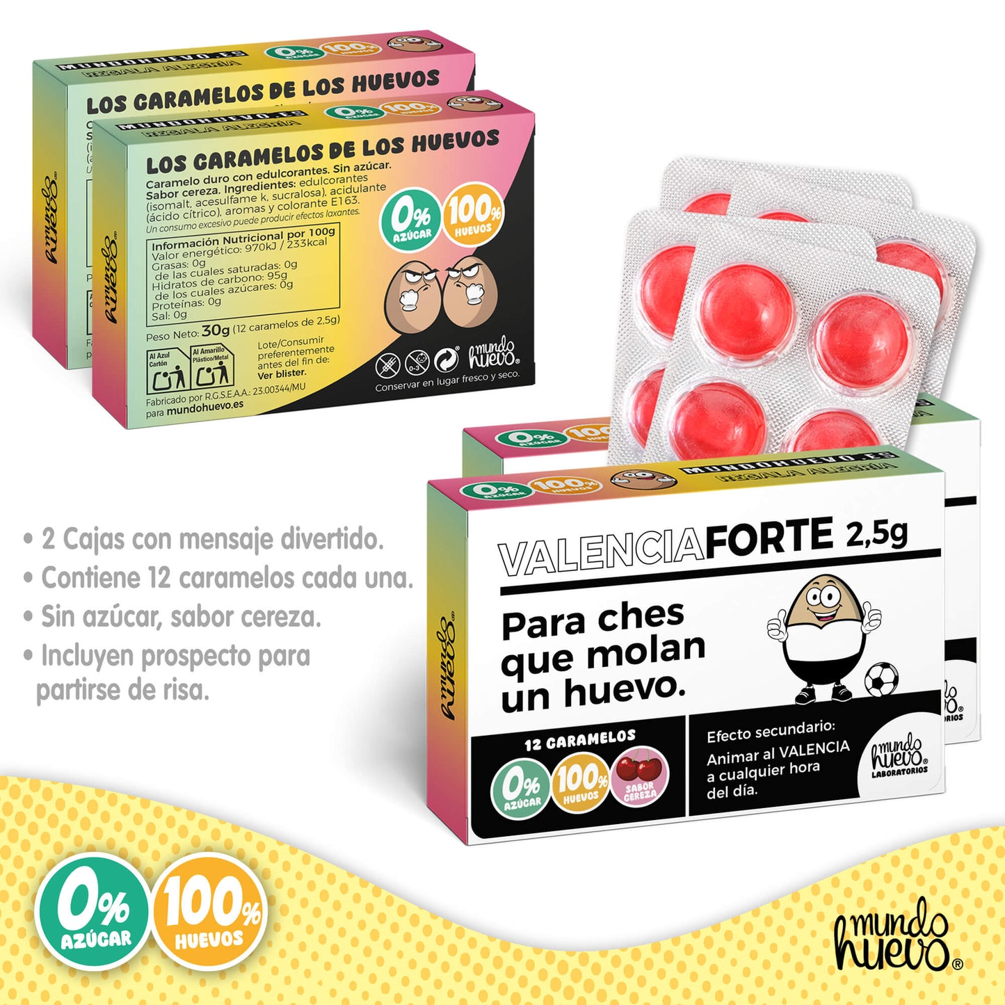 2 cajas Caramelos de broma | VALENCIA FORTE | Cajas Regalo Divertido con 24 caramelos sin azúcar