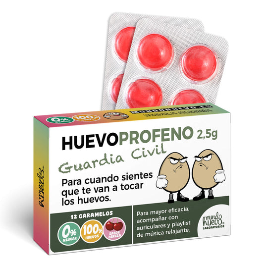 Caramelos de broma | HUEVOPROFENO GUARDIA CIVIL | Caja Regalo Divertido con 12 caramelos sin azúcar