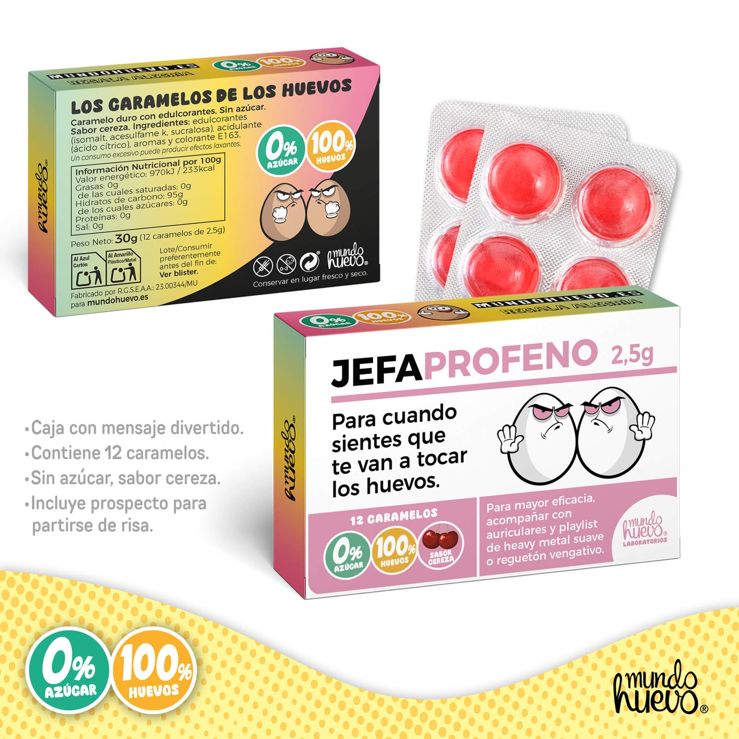 Caramelos de broma | JEFA PROFENO | Caja Regalo Divertido con 12 caramelos sin azúcar