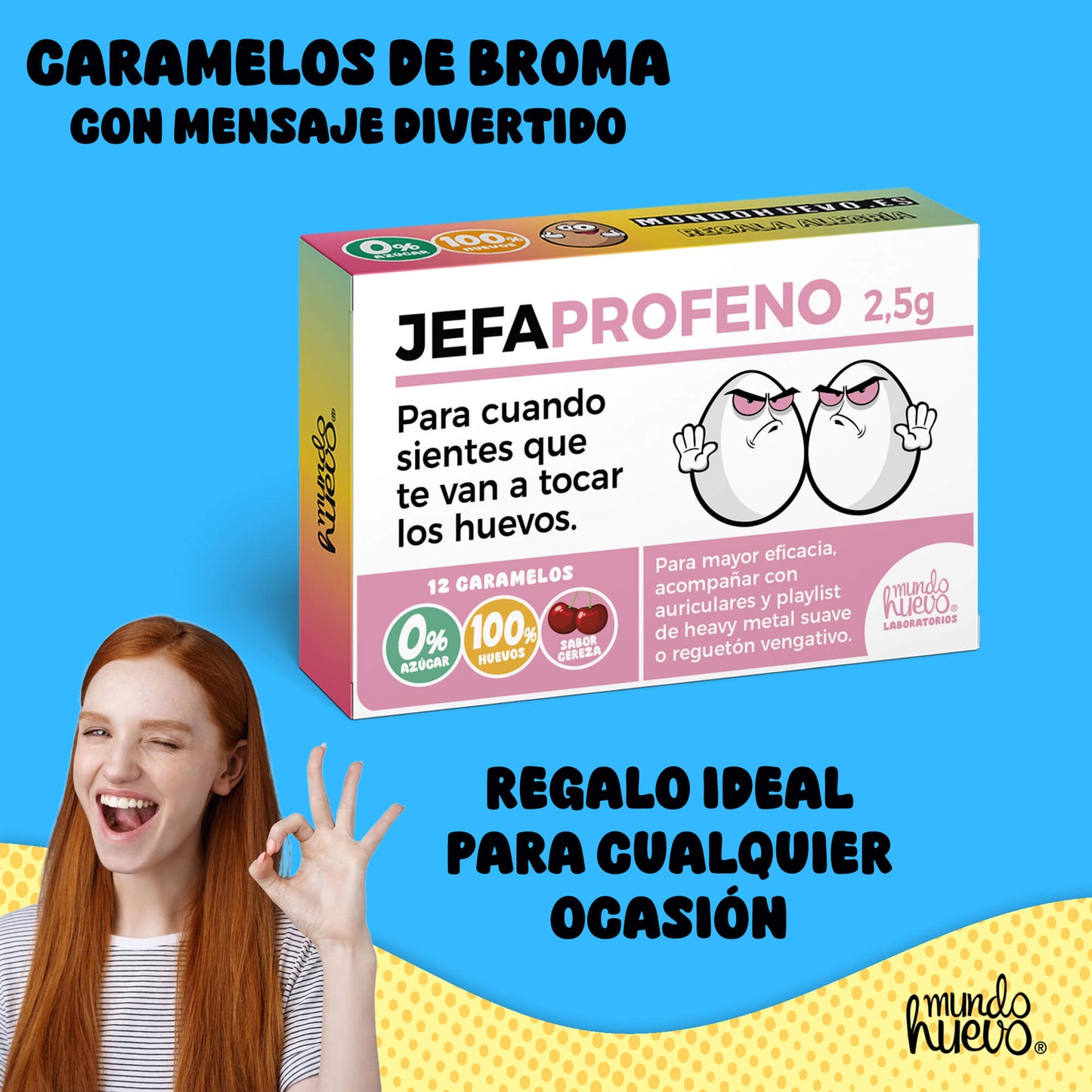 Caramelos de broma | JEFA PROFENO | Caja Regalo Divertido con 12 caramelos sin azúcar