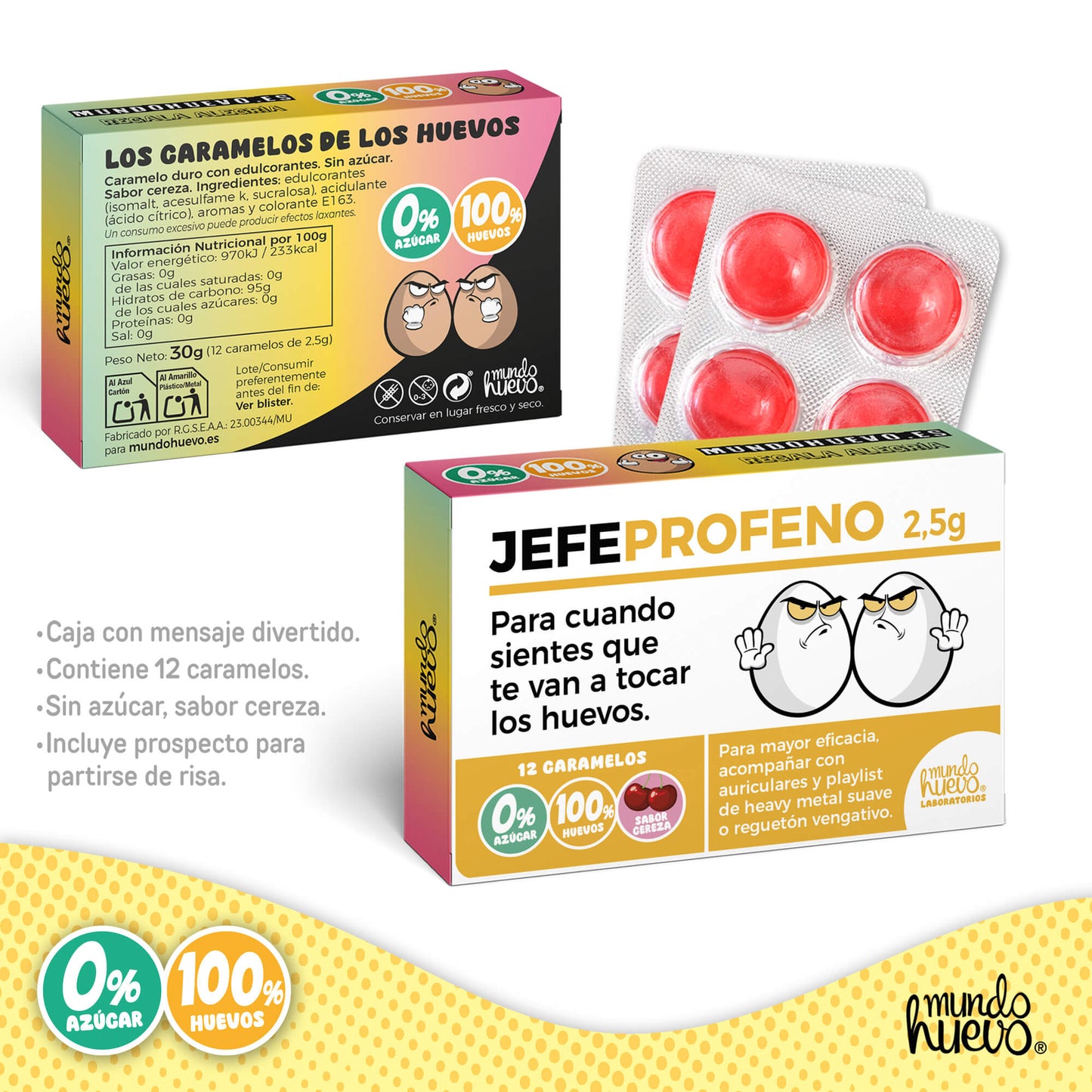 Caramelos de broma | JEFE PROFENO | Caja Regalo Divertido con 12 caramelos sin azúcar