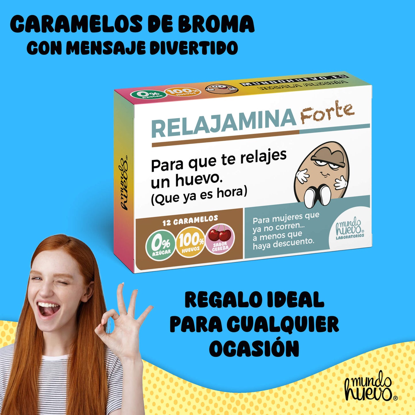 Caramelos de broma | RELAJAMINA FORTE | Caja Regalo Divertido con 12 caramelos sin azúcar