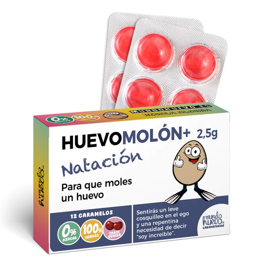 Caramelos de broma | HUEVOMOLON+ NATACIÓN | Caja Regalo Divertido con 12 caramelos sin azúcar