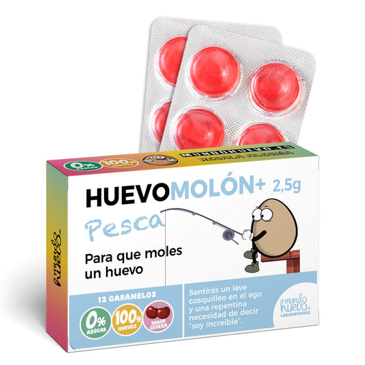Caramelos de broma | HUEVOMOLON+ PESCA | Caja Regalo Divertido con 12 caramelos sin azúcar