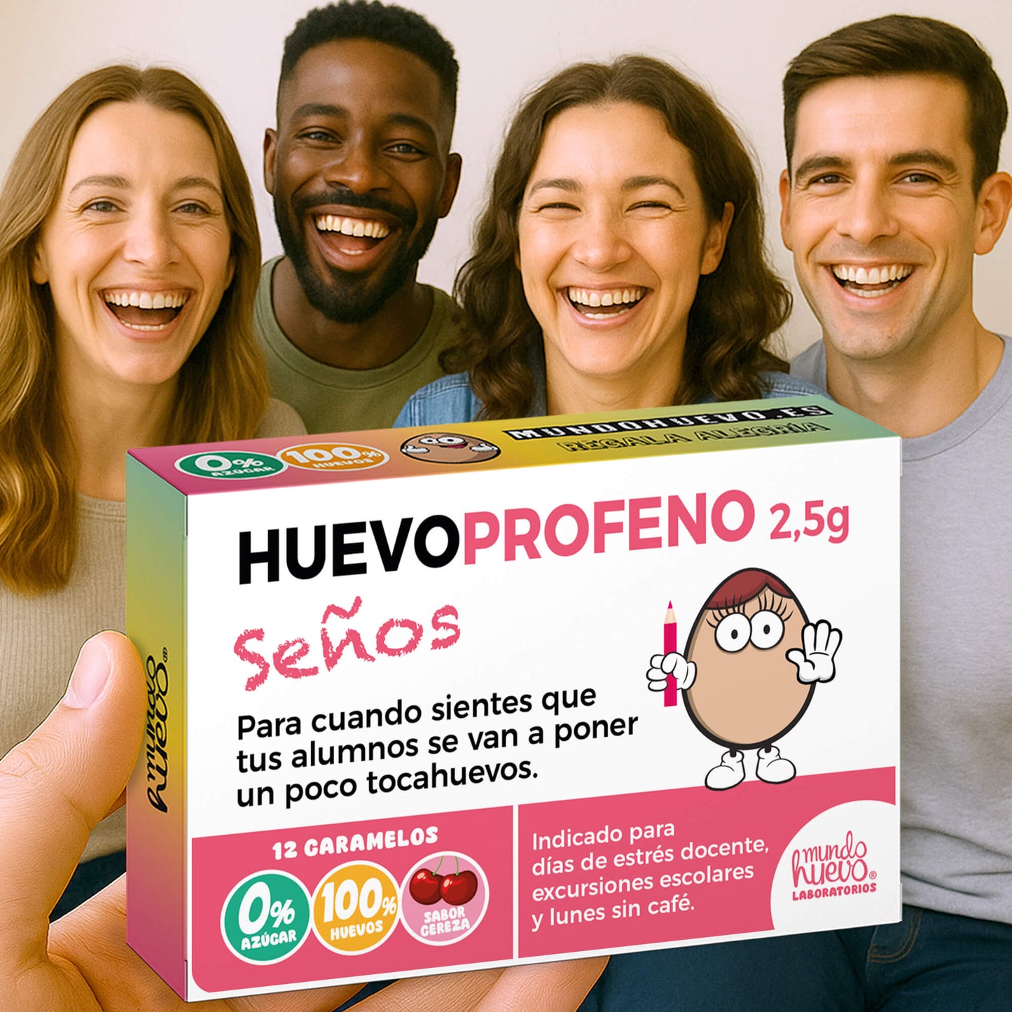 Caramelos de broma | HUEVOPROFENO SEÑOS | Caja Regalo Divertido con 12 caramelos sin azúcar