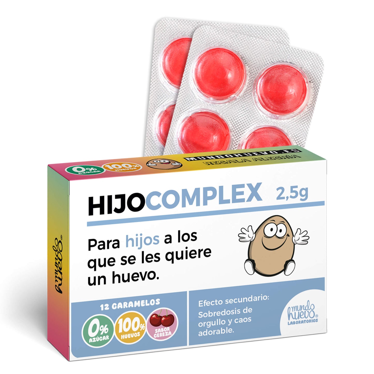 Caramelos de broma | HIJO COMPLEX | Caja Regalo Divertido con 12 caramelos sin azúcar