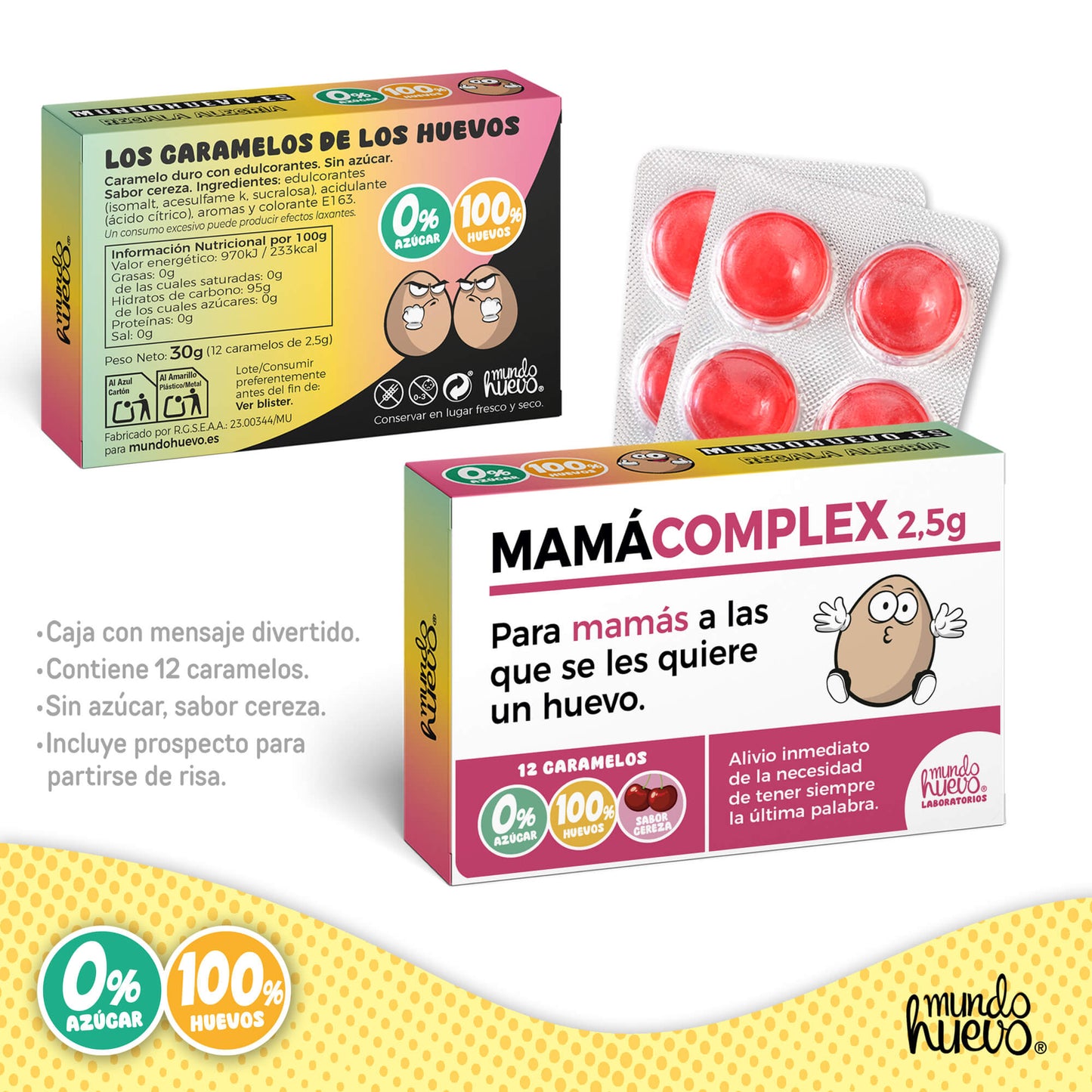 Caramelos de broma | MAMÁ COMPLEX | Caja Regalo Divertido con 12 caramelos sin azúcar
