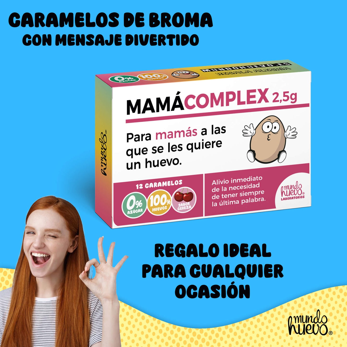 Caramelos de broma | MAMÁ COMPLEX | Caja Regalo Divertido con 12 caramelos sin azúcar
