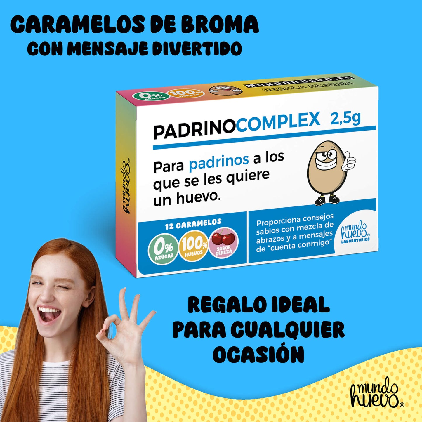 Caramelos de broma | PADRINO COMPLEX | Caja Regalo Divertido con 12 caramelos sin azúcar