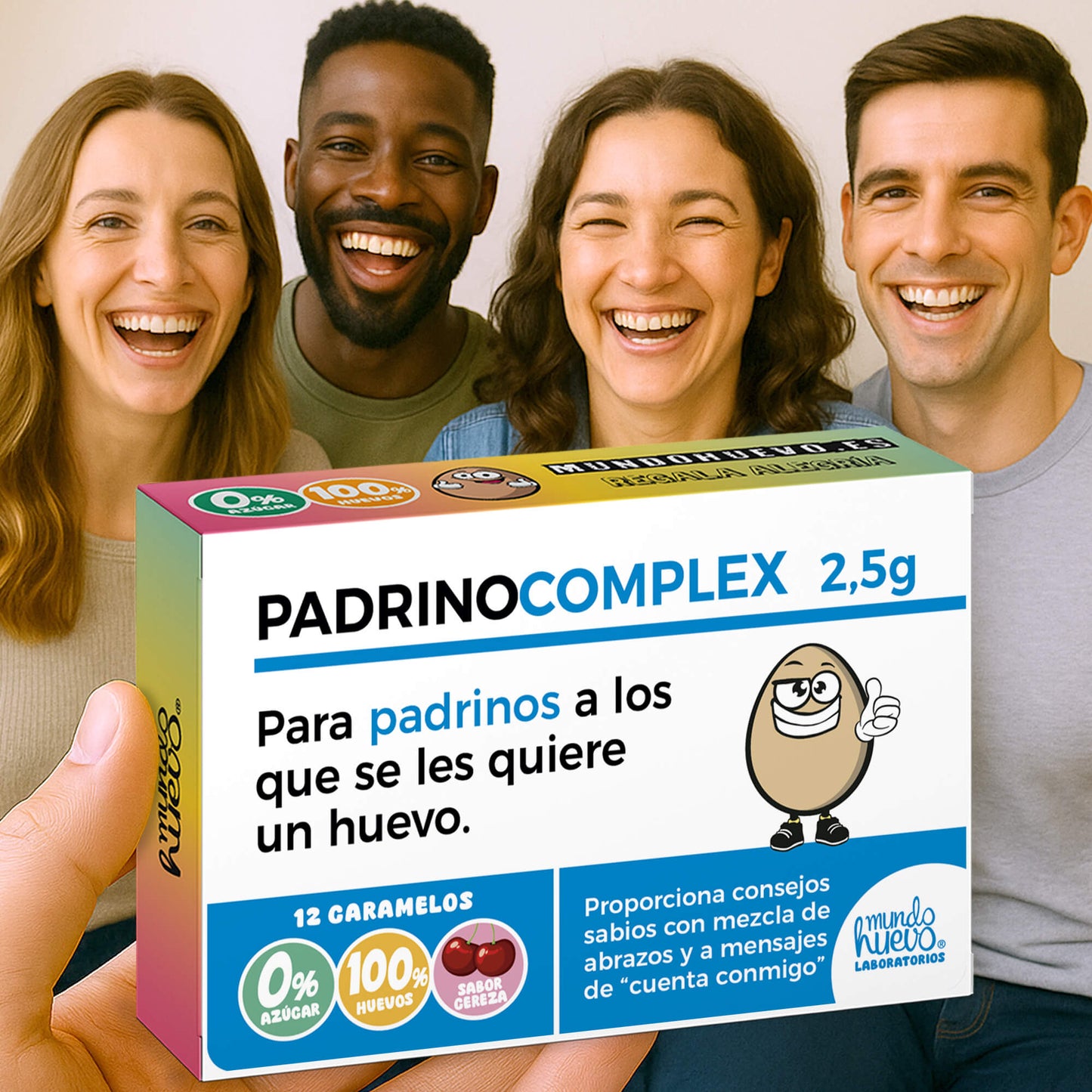 Caramelos de broma | PADRINO COMPLEX | Caja Regalo Divertido con 12 caramelos sin azúcar