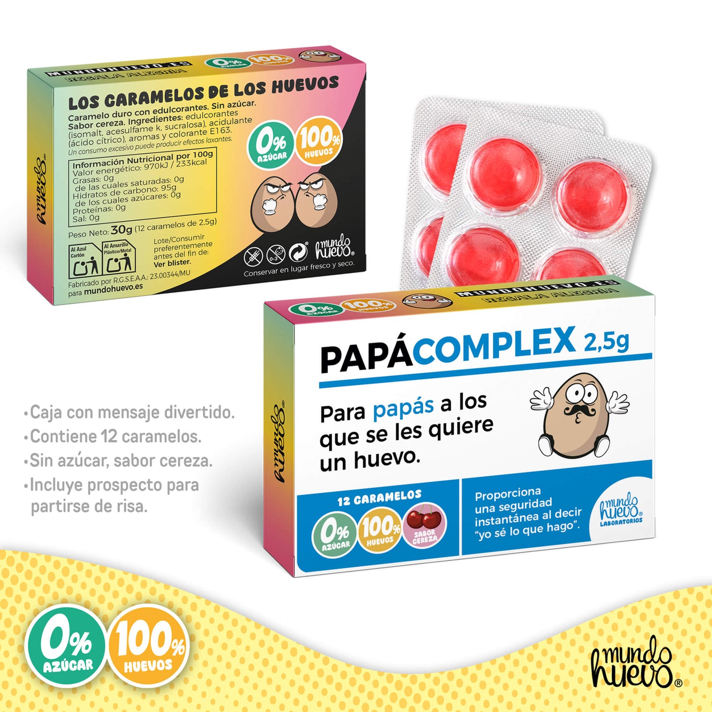 Caramelos de broma | PAPÁ COMPLEX | Caja Regalo Divertido con 12 caramelos sin azúcar