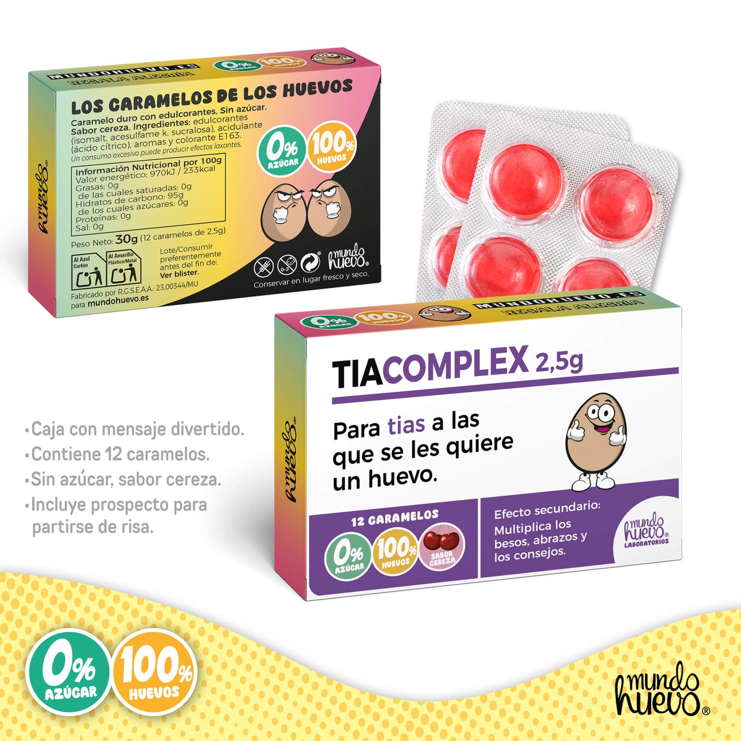 Caramelos de broma | TIA COMPLEX | Caja Regalo Divertido con 12 caramelos sin azúcar
