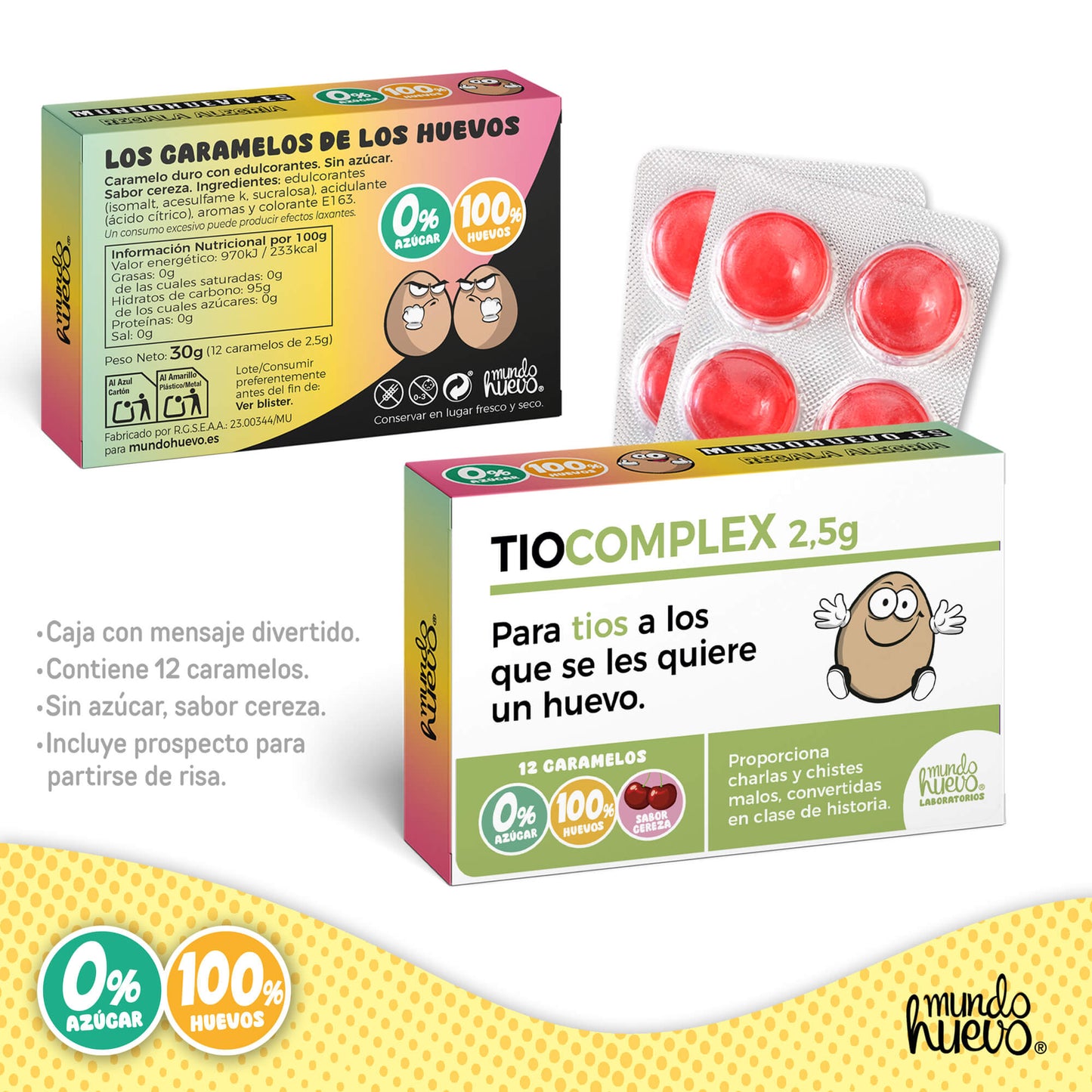 Caramelos de broma | TIO COMPLEX | Caja Regalo Divertido con 12 caramelos sin azúcar