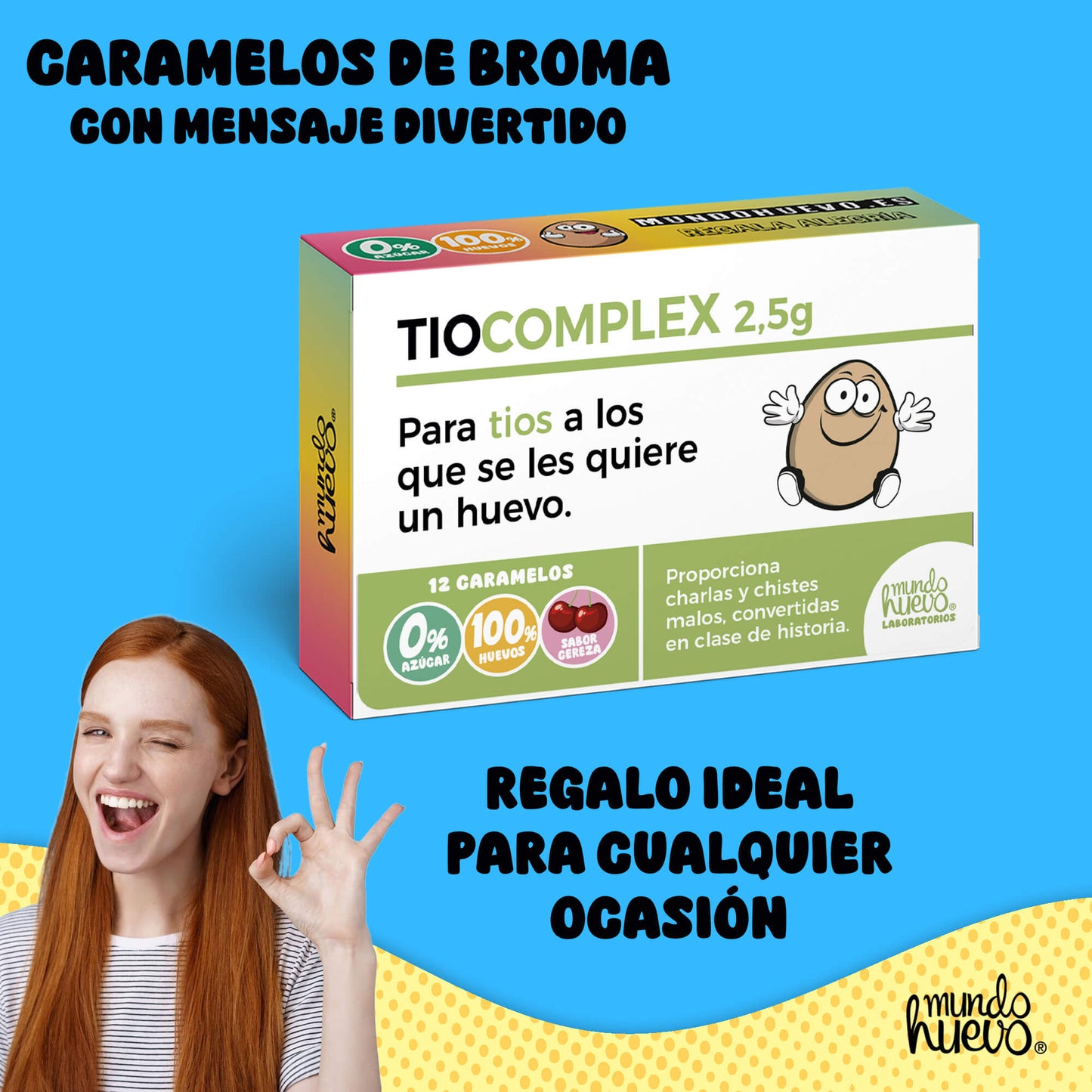 Caramelos de broma | TIO COMPLEX | Caja Regalo Divertido con 12 caramelos sin azúcar
