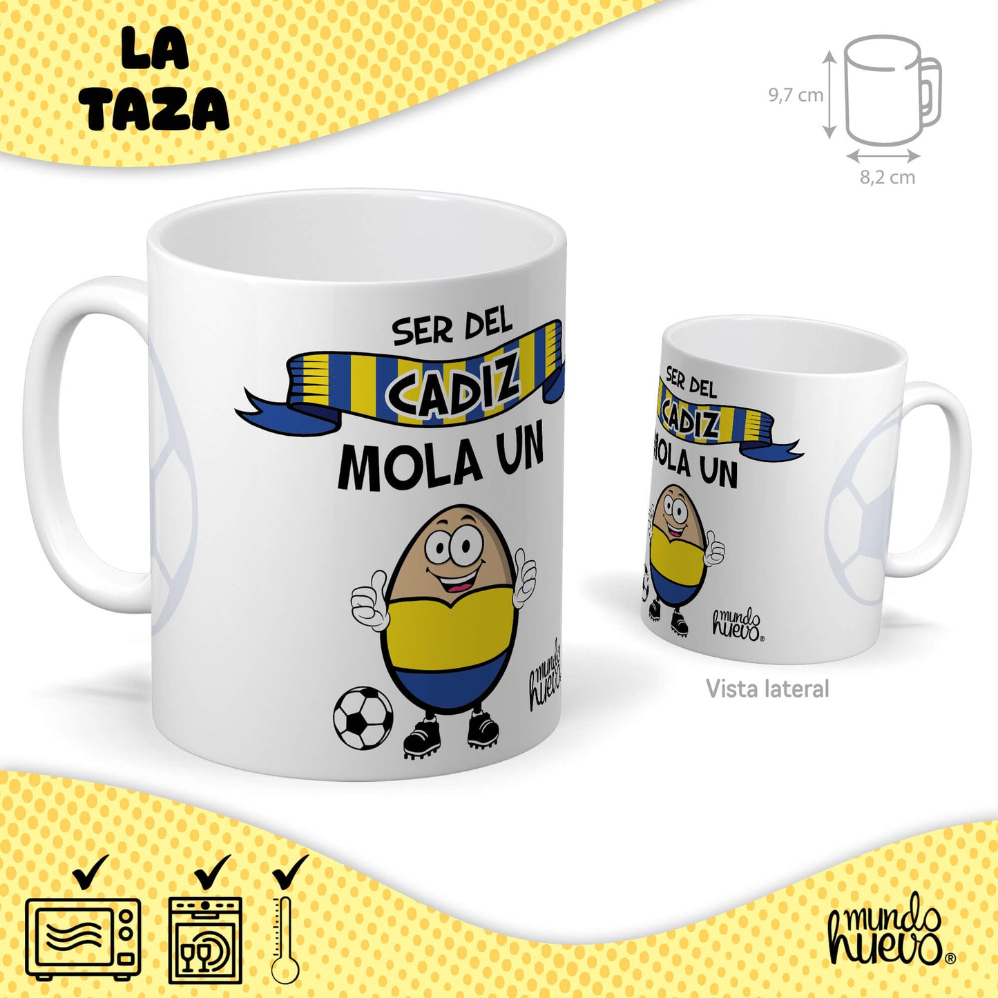 Taza Ser del Cádiz mola un huevo + Caramelos divertidos + Pulsera sorpresa