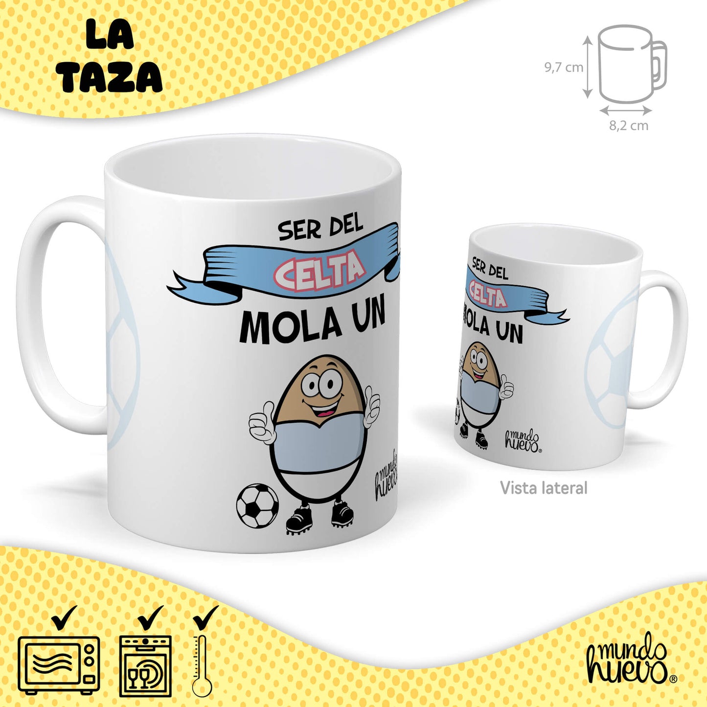 Taza Ser del Celta mola un huevo + Caramelos divertidos + Pulsera sorpresa