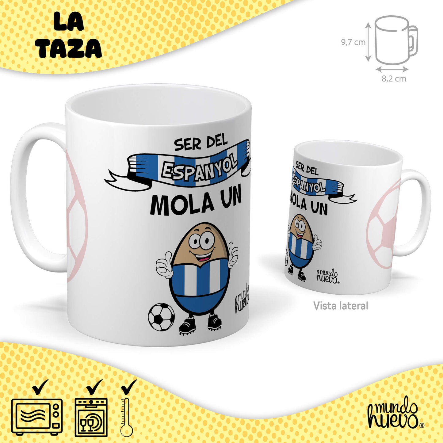 Taza Ser del Espanyol mola un huevo + Caramelos divertidos + Pulsera sorpresa