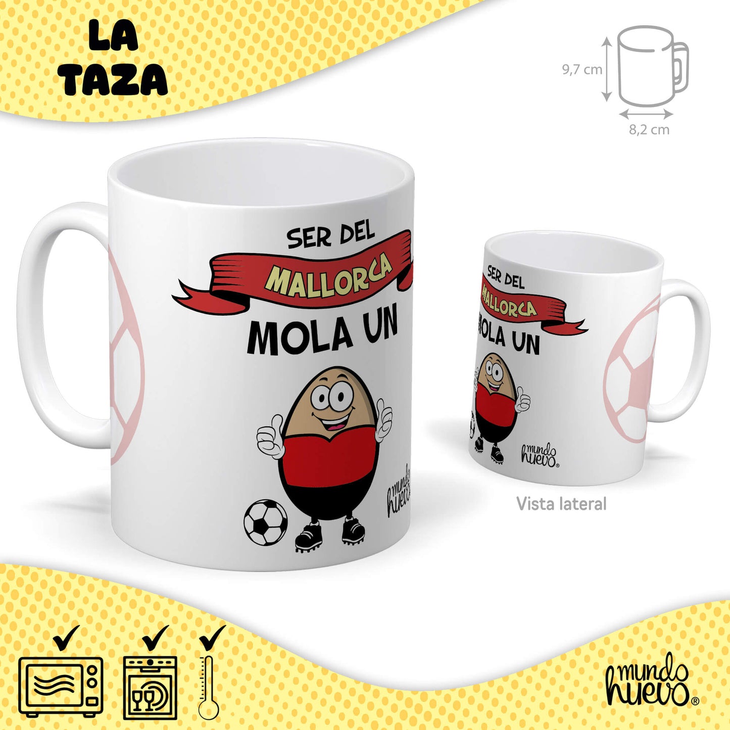 Taza Ser del Mallorca mola un huevo + Caramelos divertidos + Pulsera sorpresa