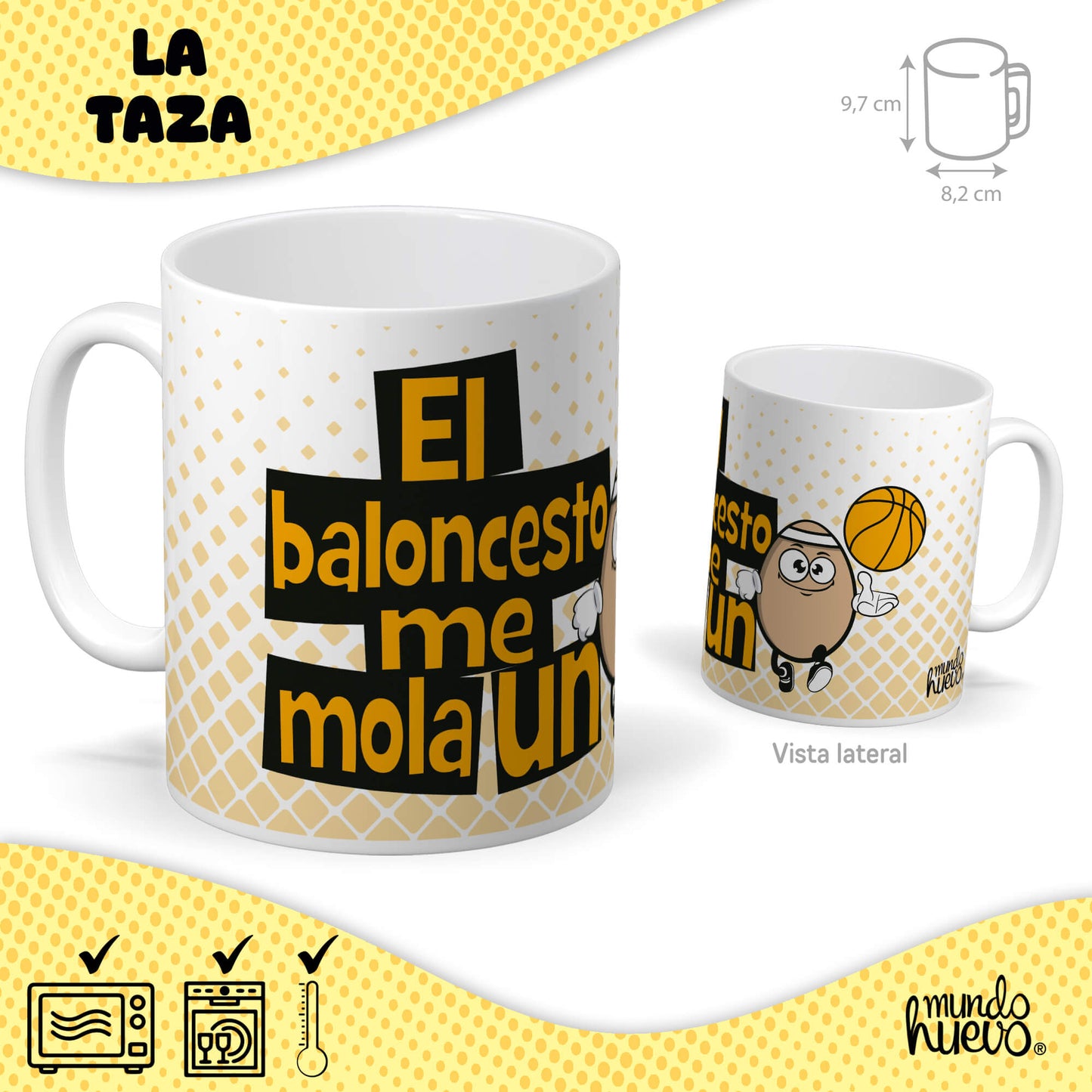Taza El baloncesto me mola un huevo + Caramelos divertidos + Pulsera sorpresa