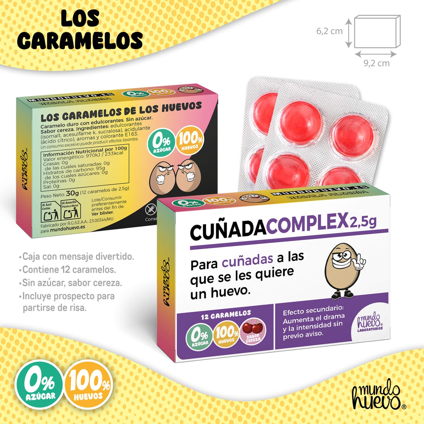 Taza Cuñada molas un huevo + Caramelos divertidos + Pulsera sorpresa