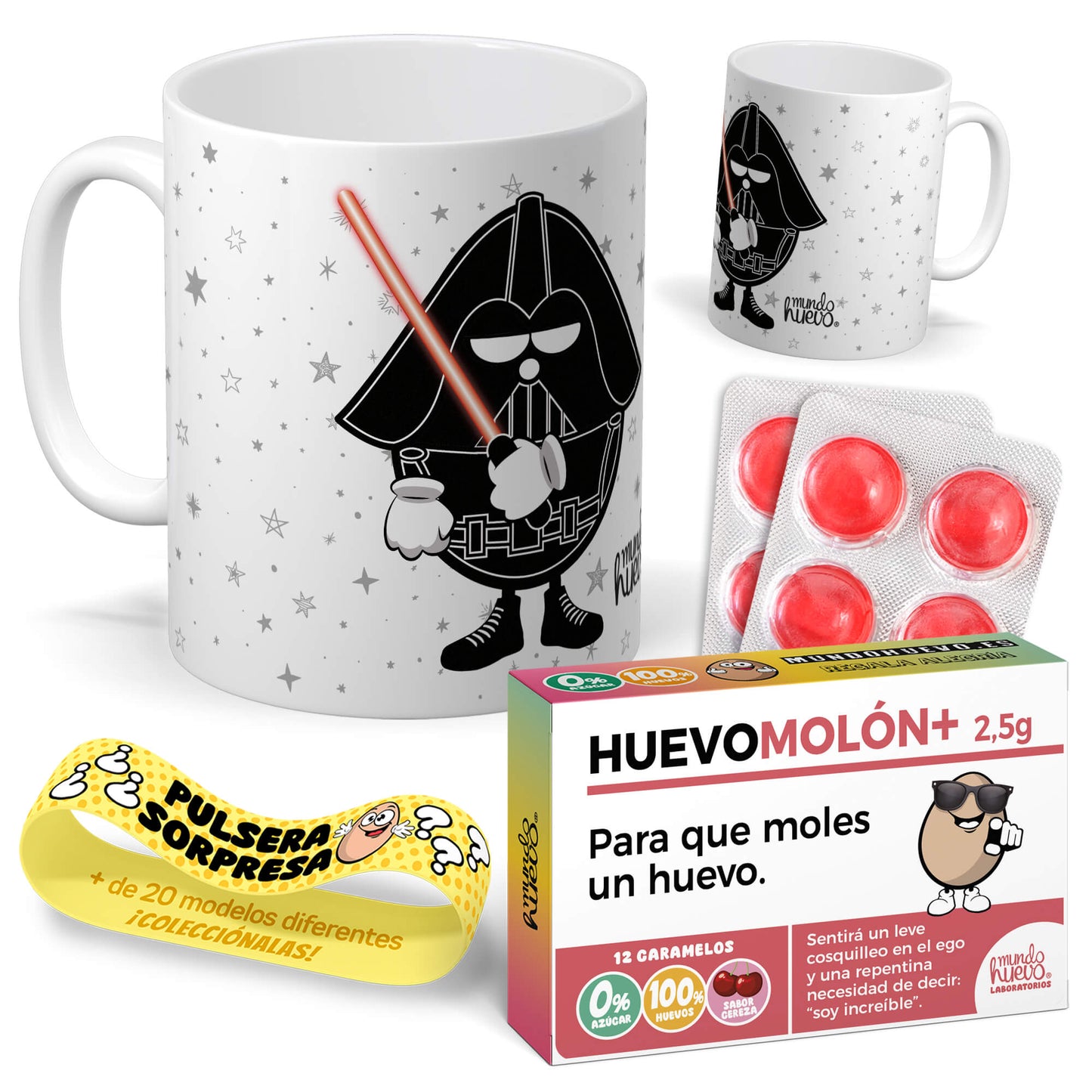 Taza Darth vader guerra de las galaxias + Caramelos divertidos + Pulsera sorpresa