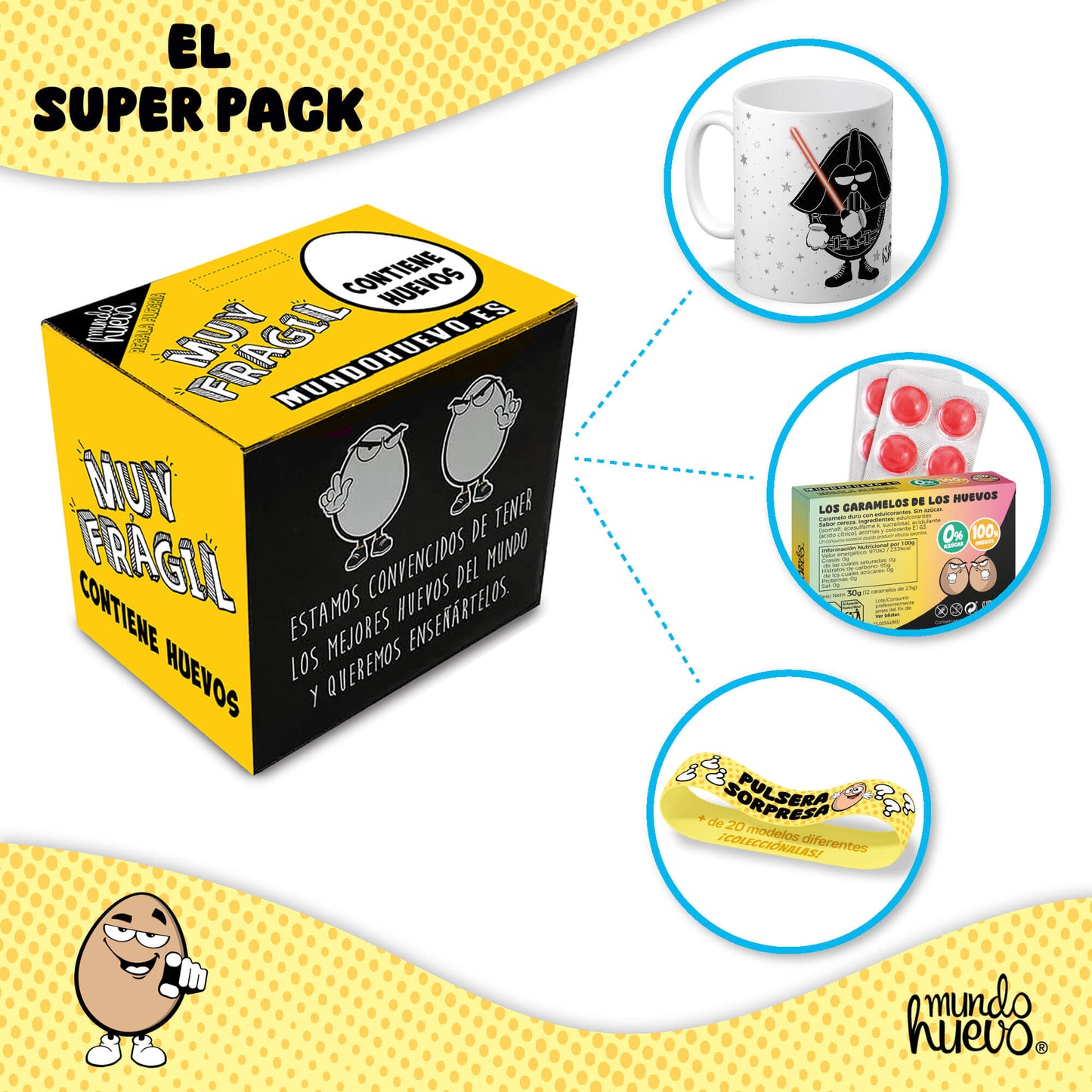 Taza Darth vader guerra de las galaxias + Caramelos divertidos + Pulsera sorpresa