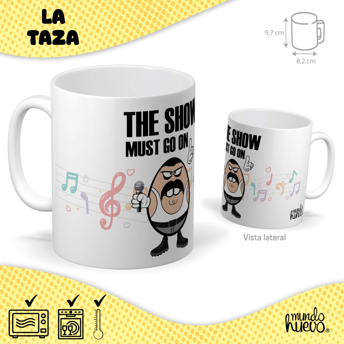 Taza Freddie Mercury + Caramelos divertidos + Pulsera sorpresa