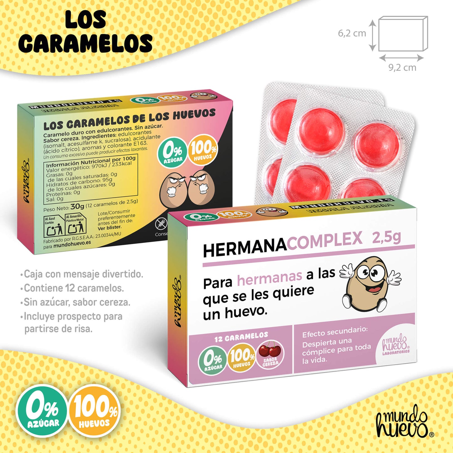 Taza Hermana molas un huevo + Caramelos divertidos + Pulsera sorpresa