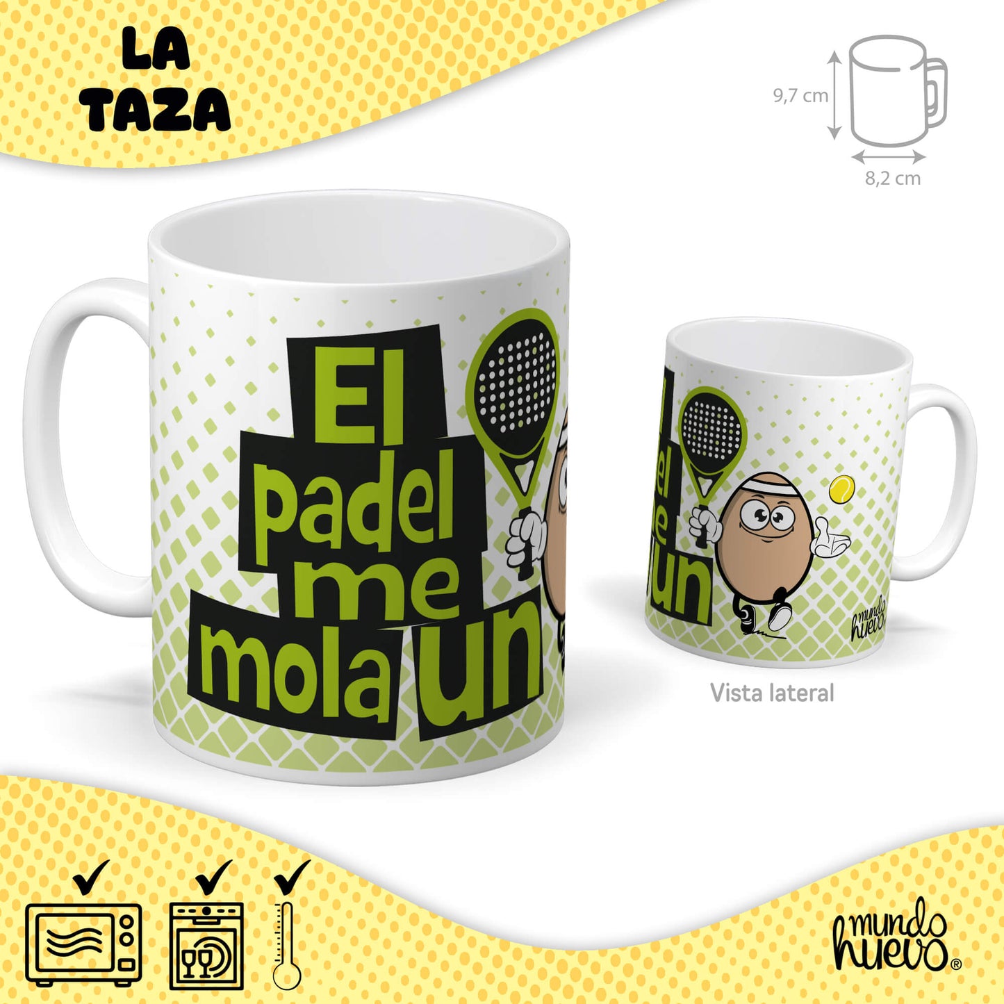 Taza El padel me mola un huevo + Caramelos divertidos + Pulsera sorpresa
