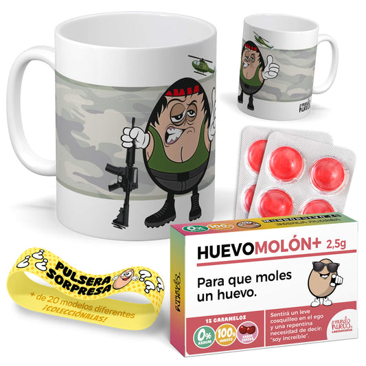 Taza Rambo + Caramelos divertidos + Pulsera sorpresa
