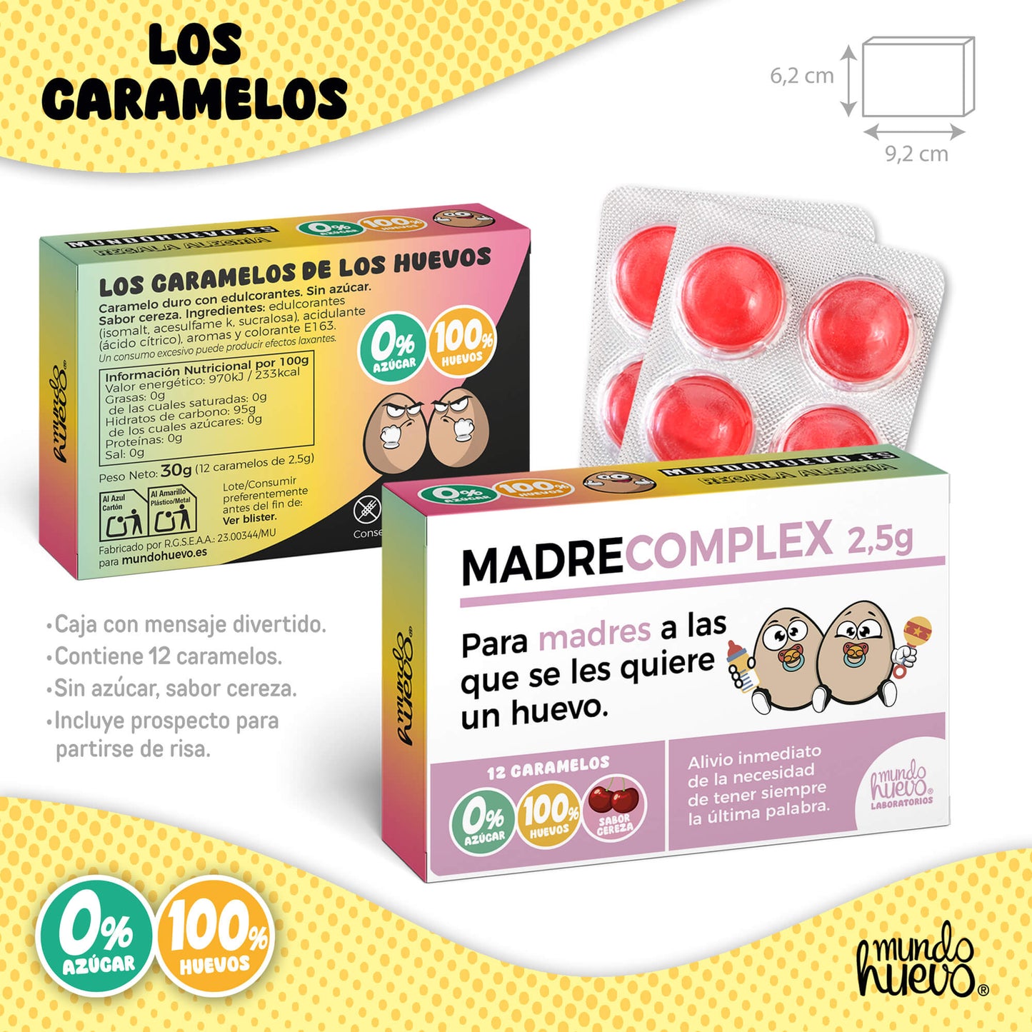 Taza Soy madre ya puedo comer huevos + Caramelos divertidos + Pulsera sorpresa