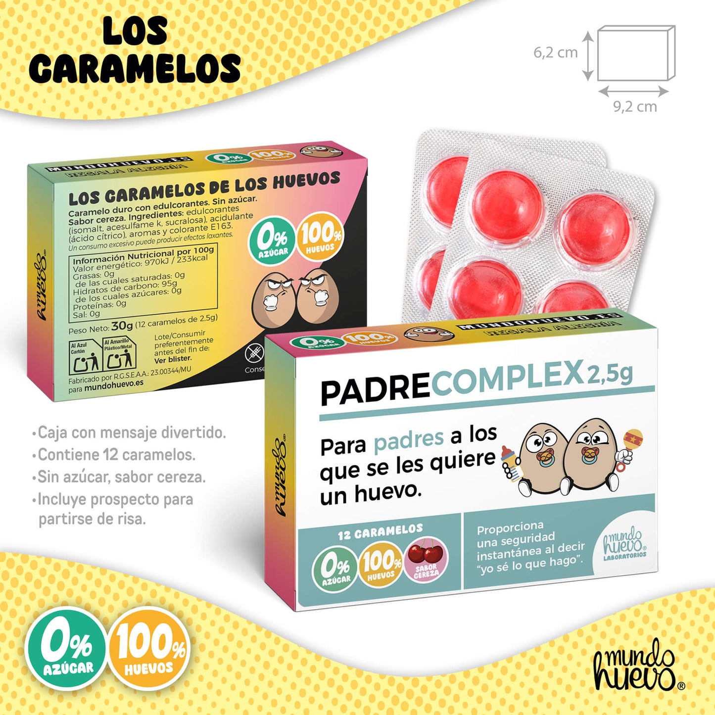 Taza Soy padre ya puedo comer huevos + Caramelos divertidos + Pulsera sorpresa