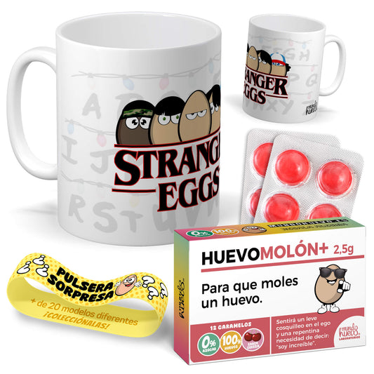 Taza Stranger Eggs + Caramelos divertidos + Pulsera sorpresa
