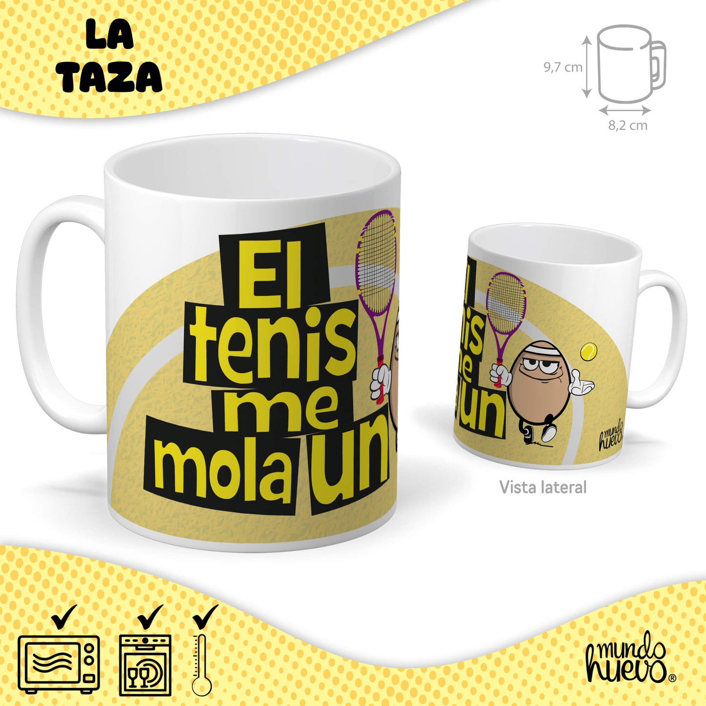 Taza El tenis me mola un huevo + Caramelos divertidos + Pulsera sorpresa