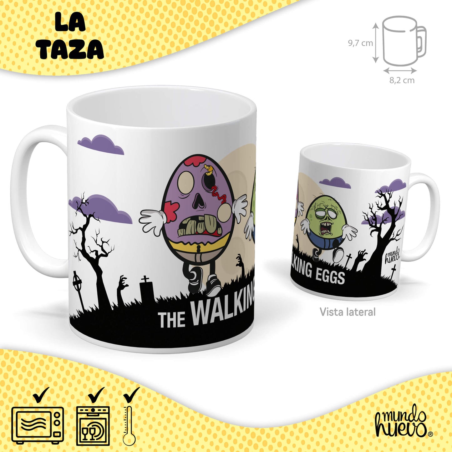 Taza The Walking Eggs + Caramelos divertidos + Pulsera sorpresa