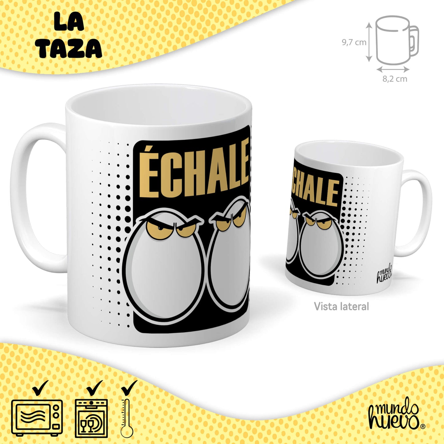 Taza Échale huevos + Caramelos divertidos + Pulsera sorpresa