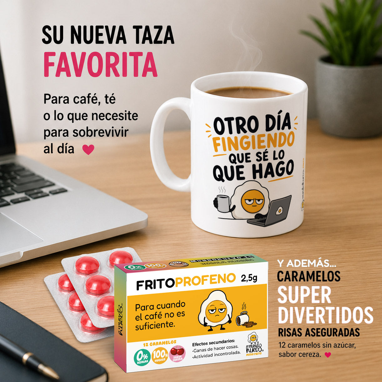 Taza Fingiendo que sé lo que hago + Caramelos divertidos