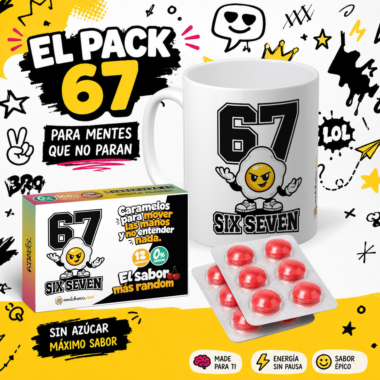 Taza Six seven + Caramelos divertidos