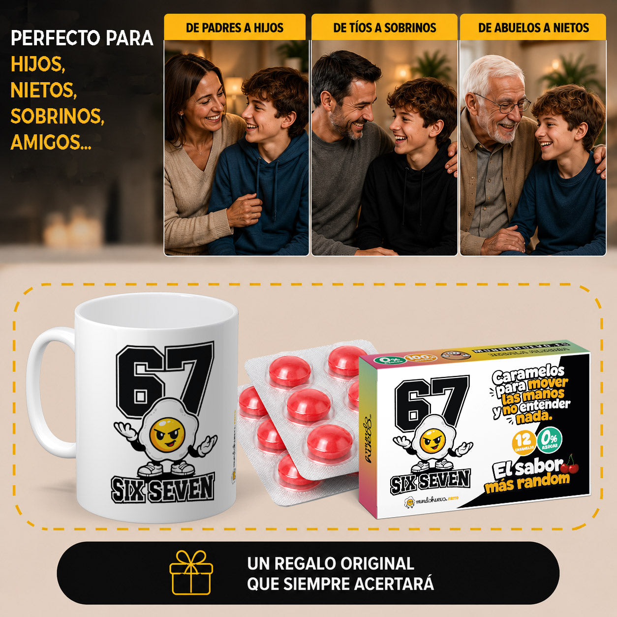 Taza Six seven + Caramelos divertidos