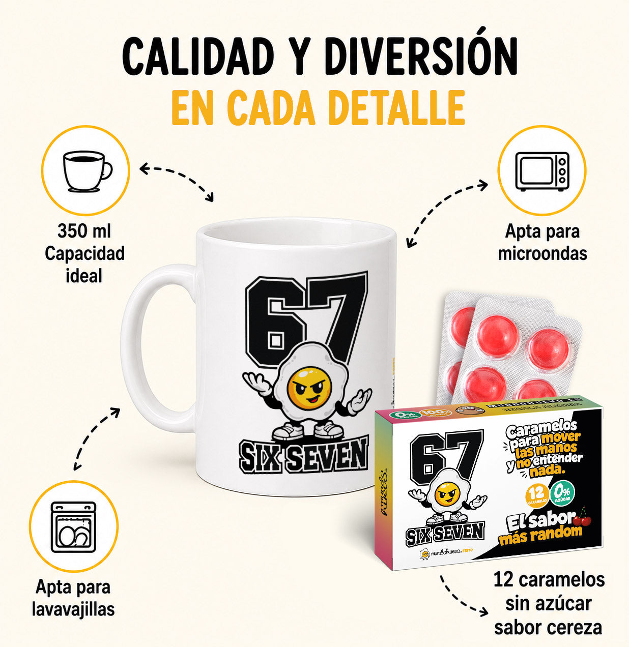 Taza Six seven + Caramelos divertidos