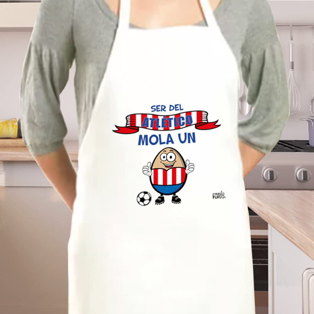 Delantal | SER DEL ATLETICO MOLA UN UEVO | Regalo divertido.