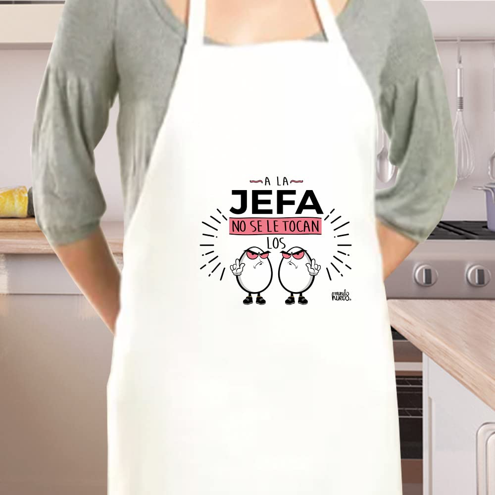 Delantal | A LA JEFA NO SE LE TOCAN LOS HUEVOS | Regalo divertido.